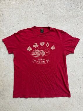 Lucky Brand Ace of Spades Poker Graphic Tee Red Shirt XL Classic Fit